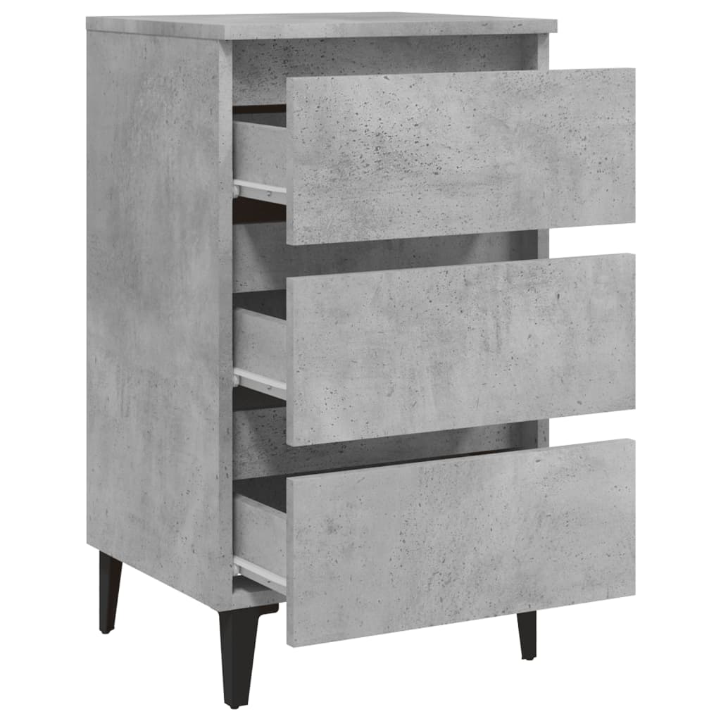 Table de chevet avec pieds en métal gris béton 40x35x69 cm - XIOS