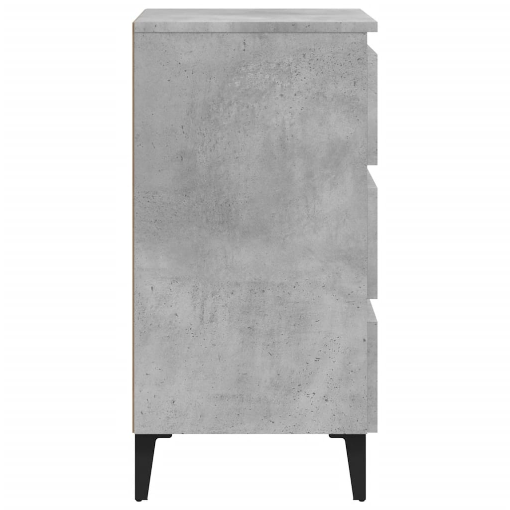 Table de chevet avec pieds en métal gris béton 40x35x69 cm - XIOS