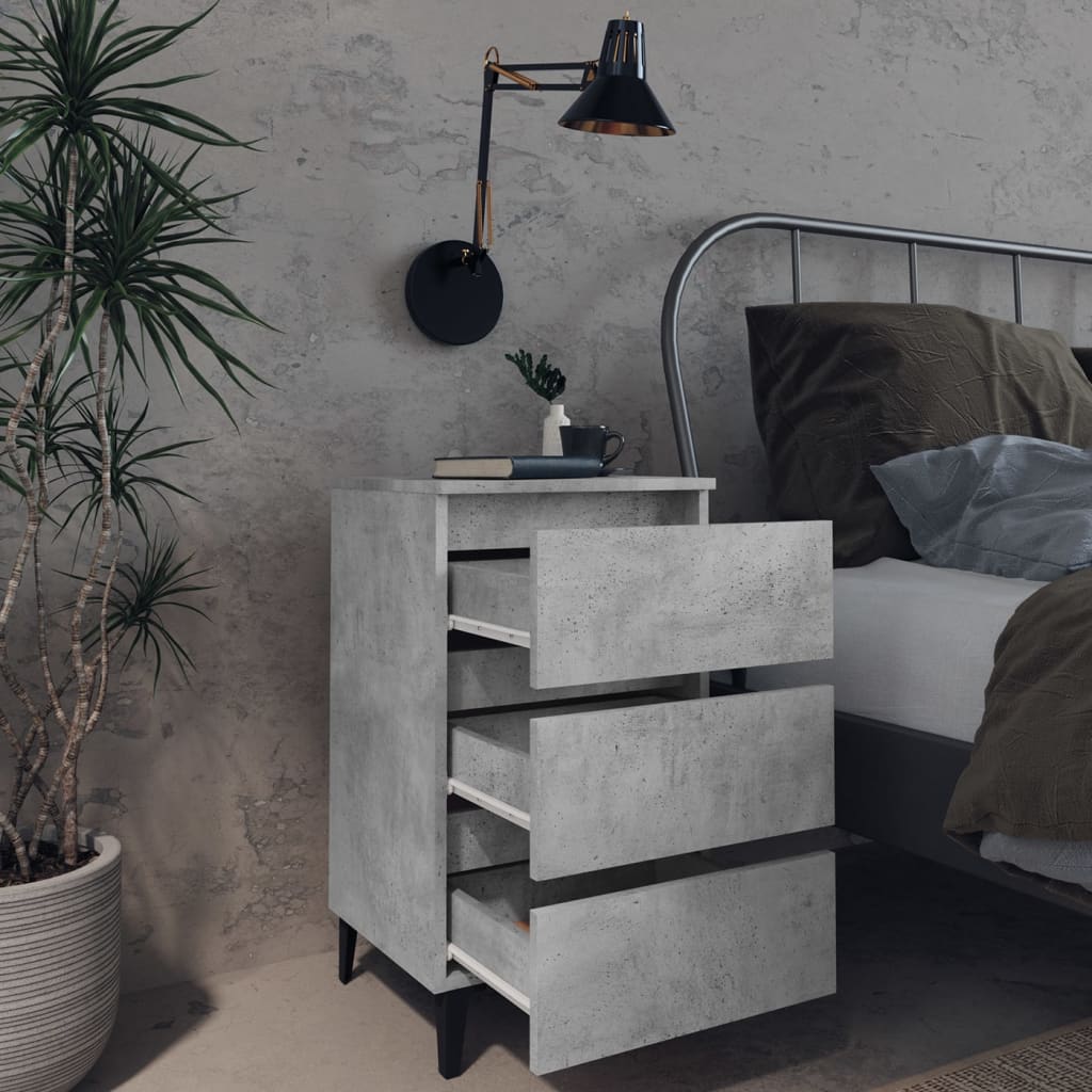 Tables de chevet pieds en métal 2 pcs gris béton 40x35x69 cm - XIOS