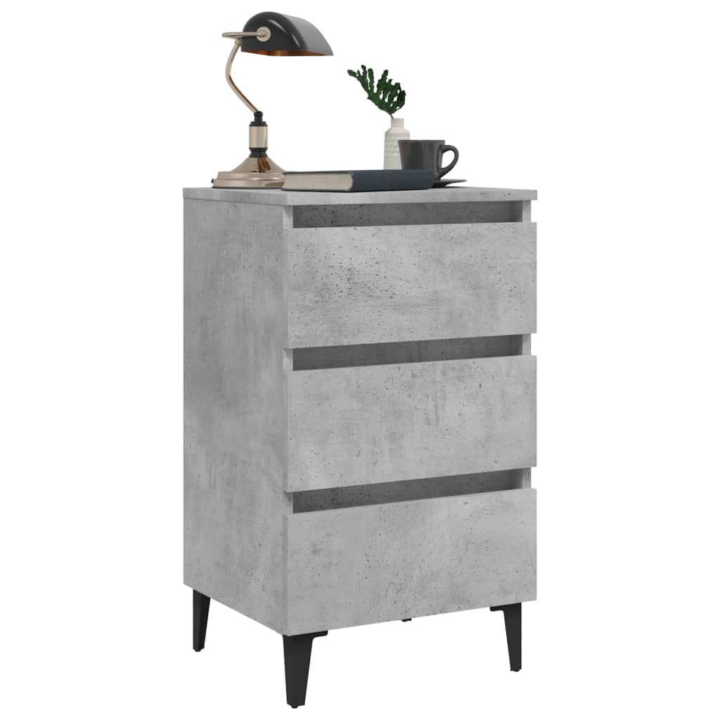 Tables de chevet pieds en métal 2 pcs gris béton 40x35x69 cm - XIOS