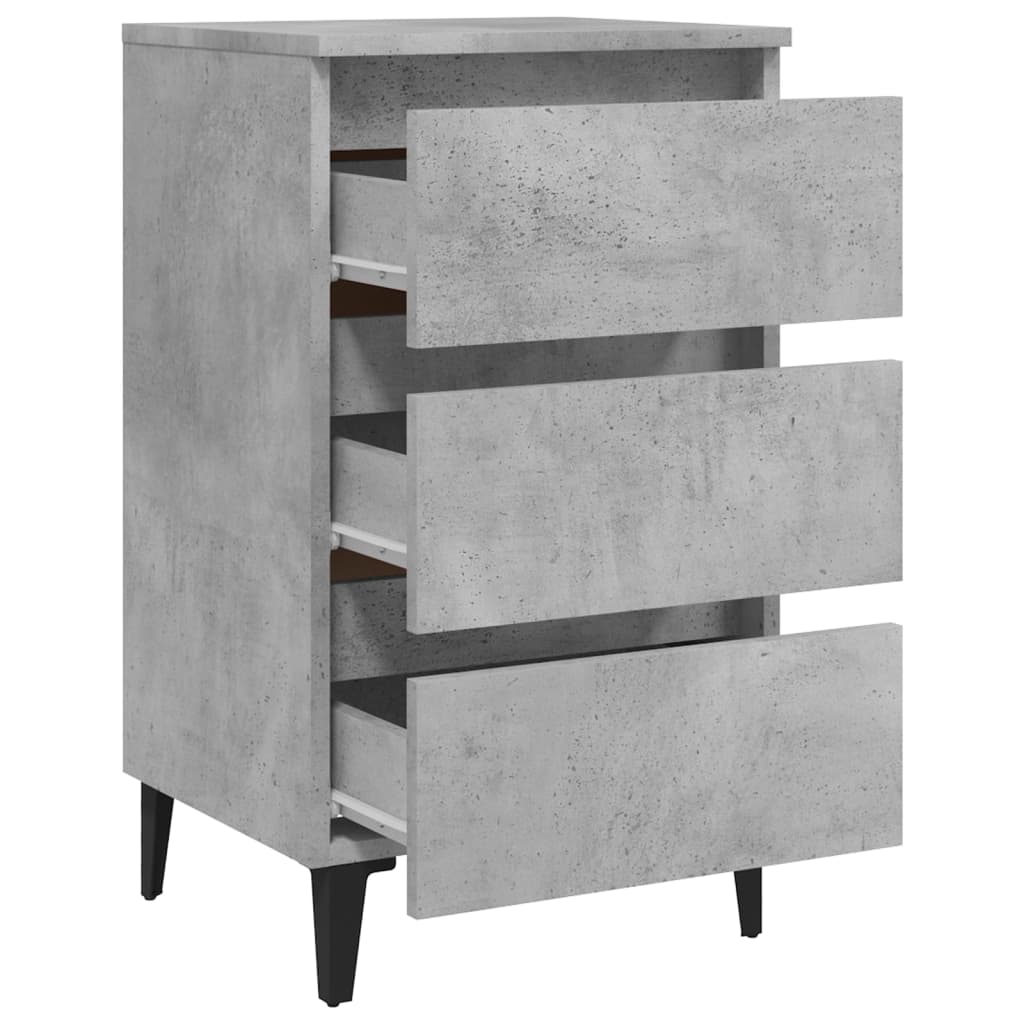 Tables de chevet pieds en métal 2 pcs gris béton 40x35x69 cm - XIOS