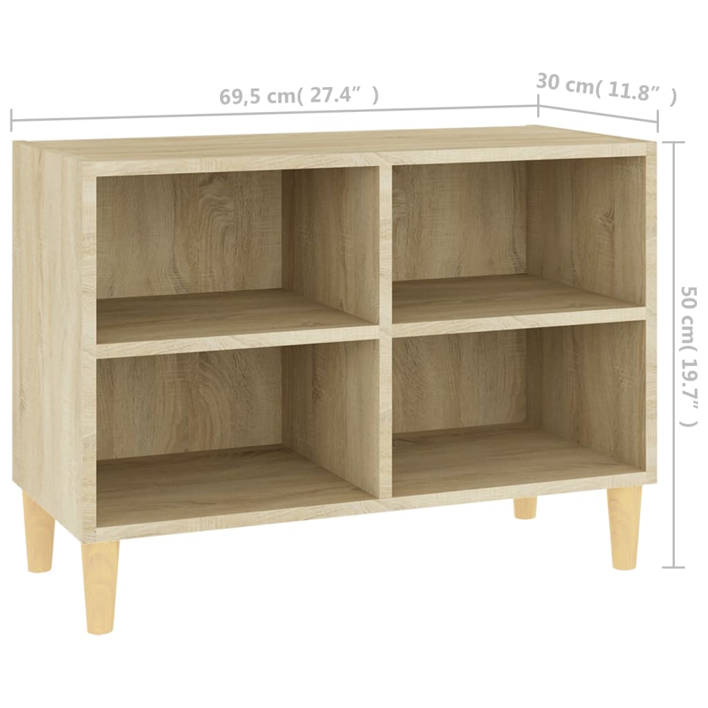Meuble TV avec pieds en bois massif Chêne sonoma 69,5x30x50 cm - XIOS