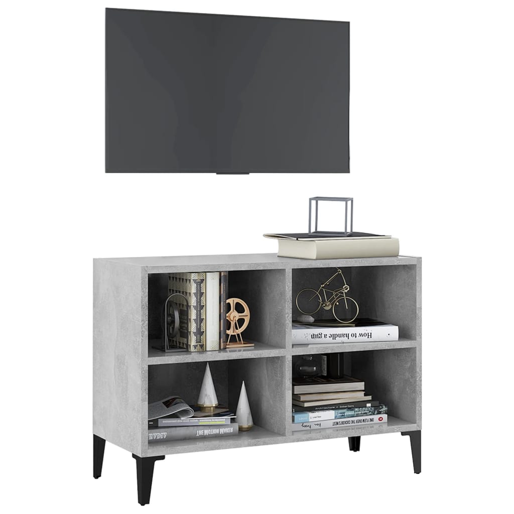 Meuble TV avec pieds en métal Gris béton 69,5x30x50 cm - XIOS