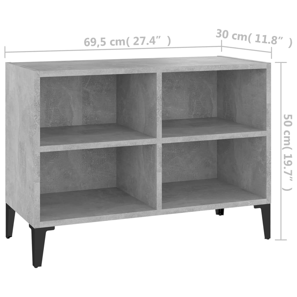 Meuble TV avec pieds en métal Gris béton 69,5x30x50 cm - XIOS