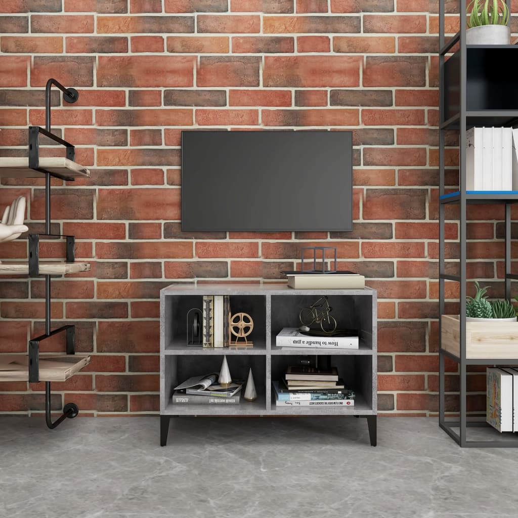 Meuble TV avec pieds en métal Gris béton 69,5x30x50 cm - XIOS