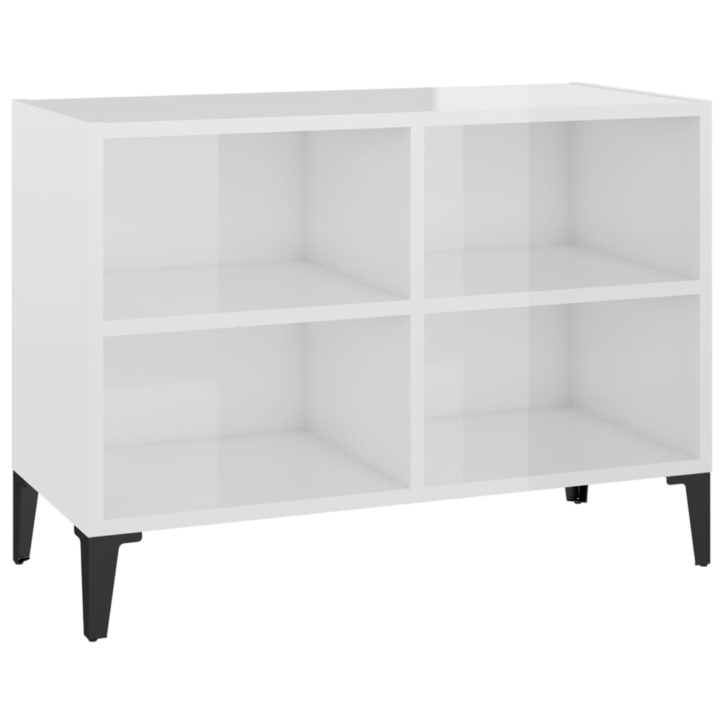 Meuble TV avec pieds en métal Blanc brillant 69,5x30x50 cm - XIOS