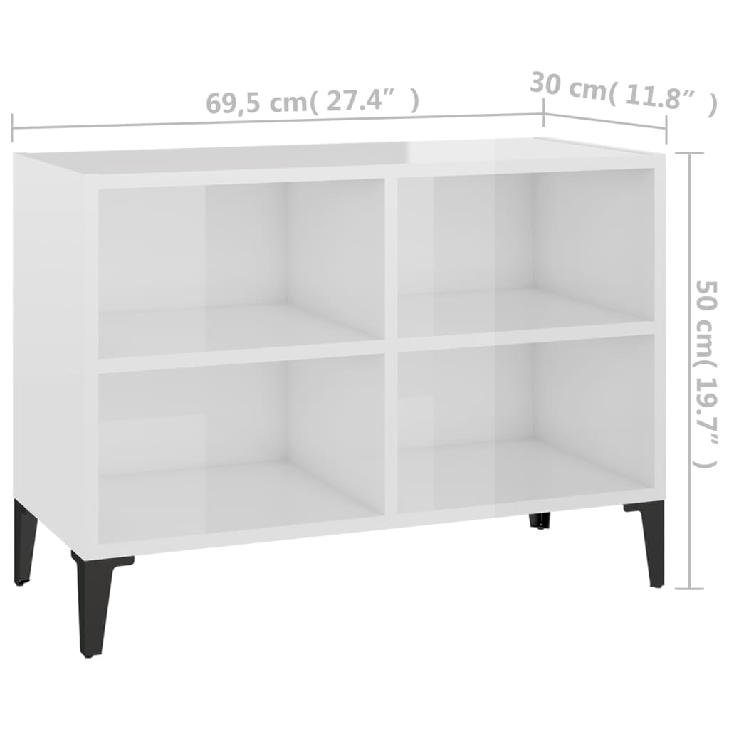 Meuble TV avec pieds en métal Blanc brillant 69,5x30x50 cm - XIOS