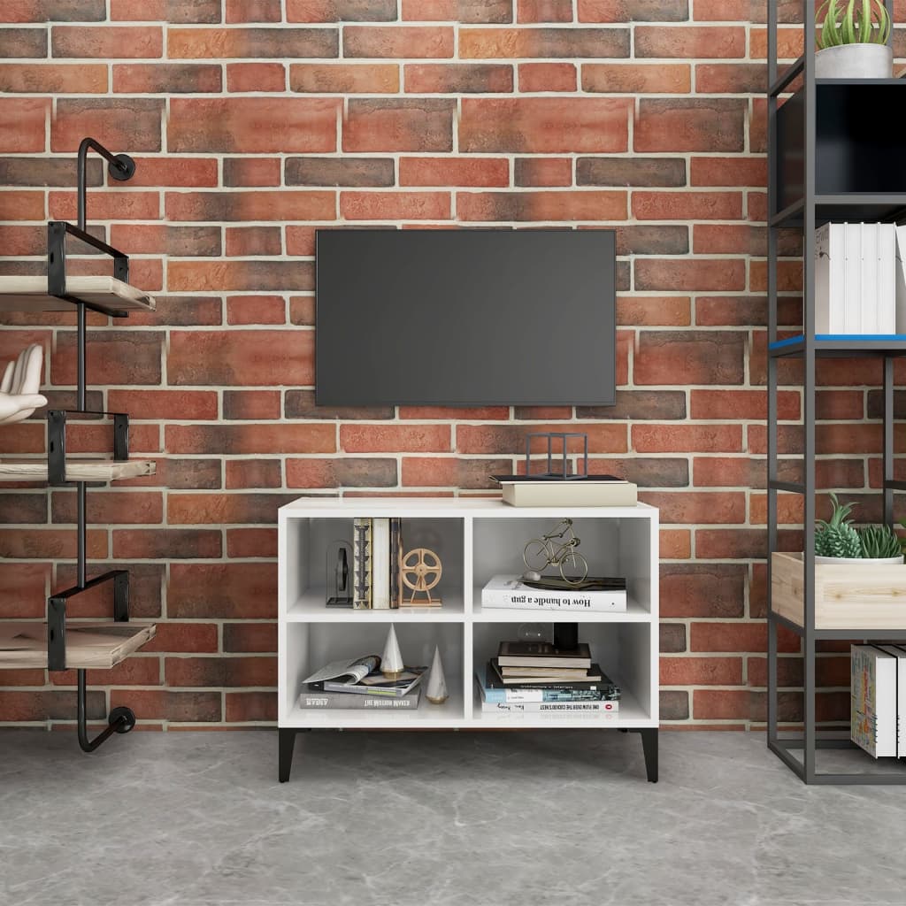 Meuble TV avec pieds en métal Blanc brillant 69,5x30x50 cm - XIOS