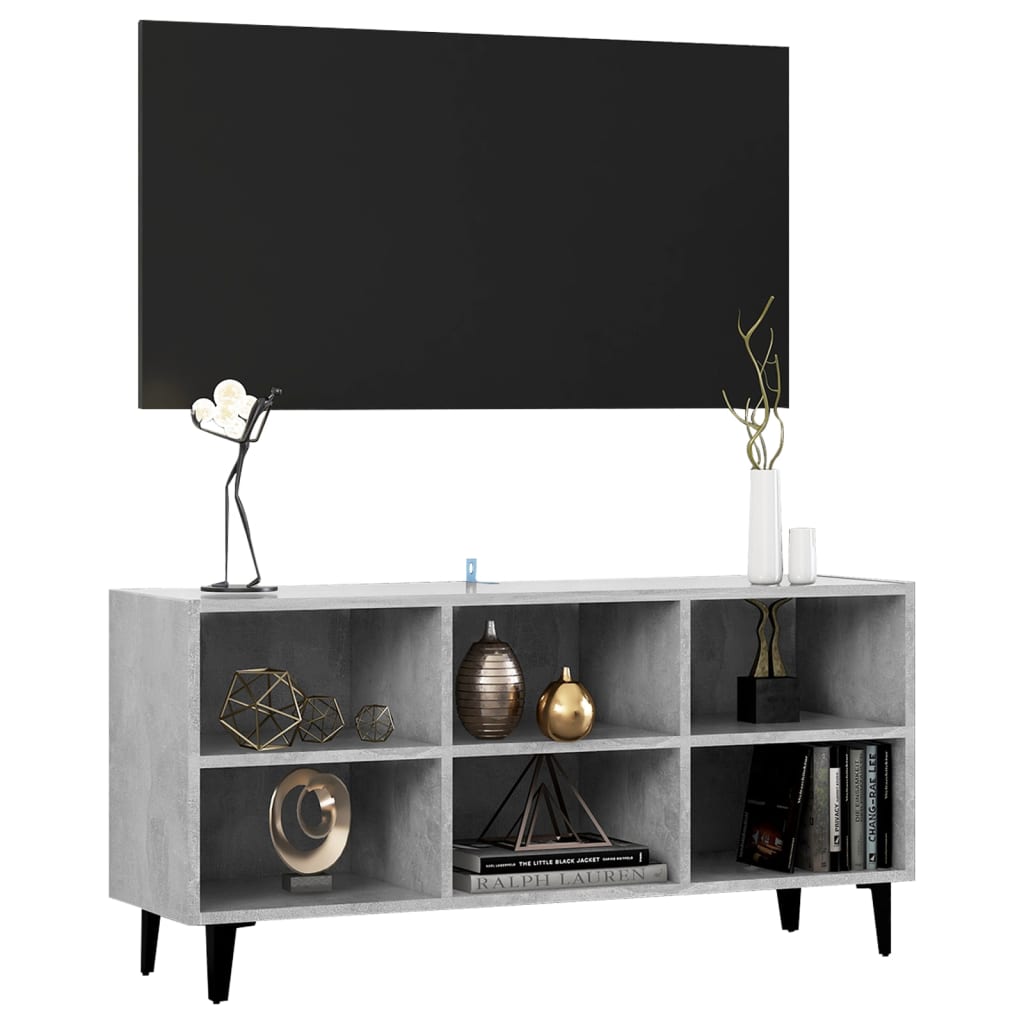 Meuble TV avec pieds en métal Gris béton 103,5x30x50 cm - XIOS