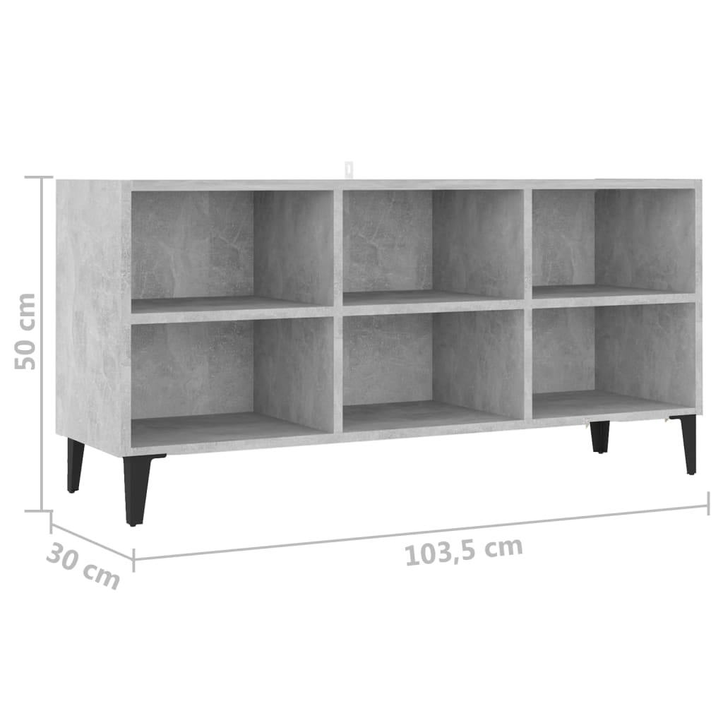 Meuble TV avec pieds en métal Gris béton 103,5x30x50 cm - XIOS
