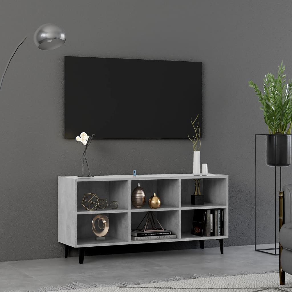 Meuble TV avec pieds en métal Gris béton 103,5x30x50 cm - XIOS