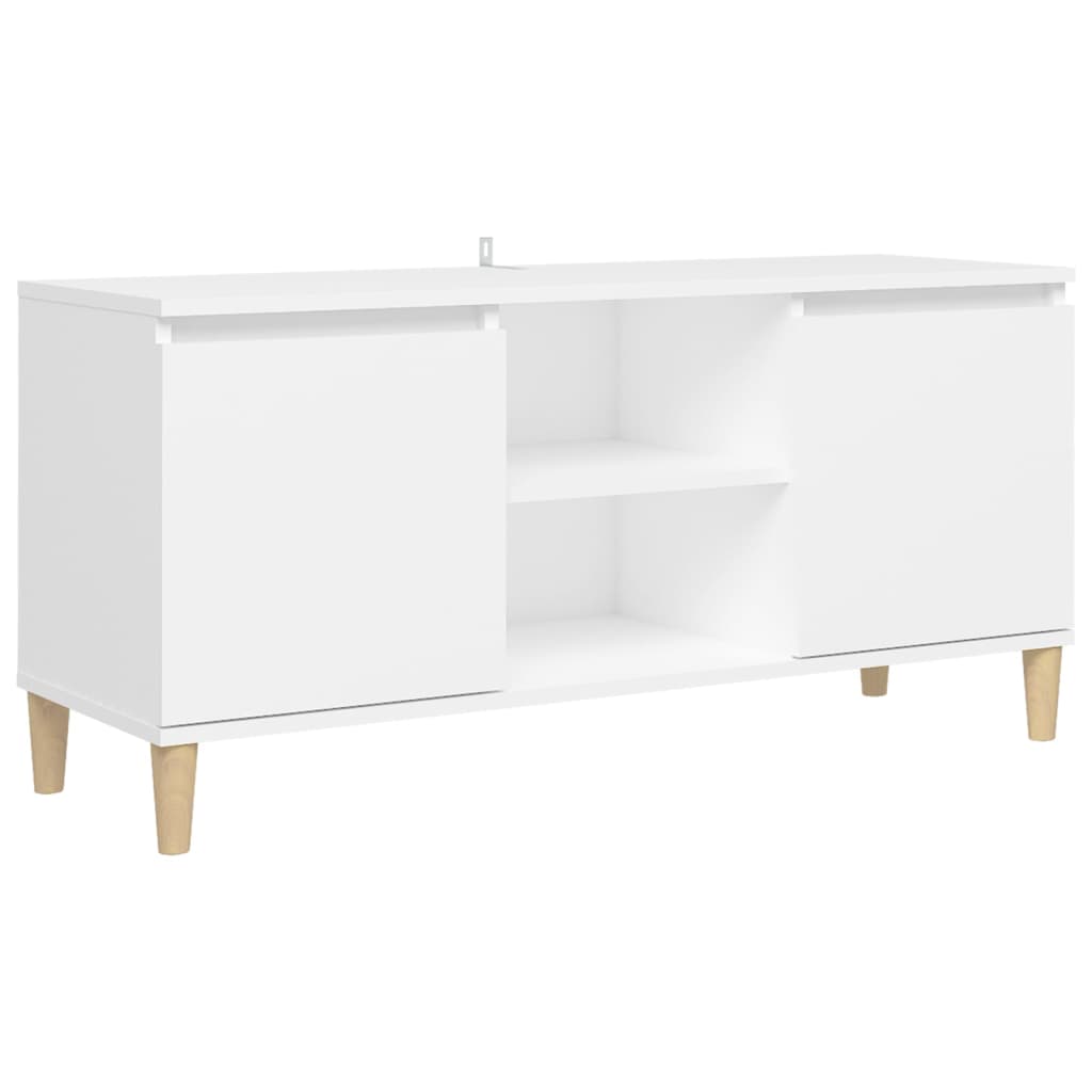 Meuble TV avec pieds en bois massif Blanc 103,5x35x50 cm - XIOS