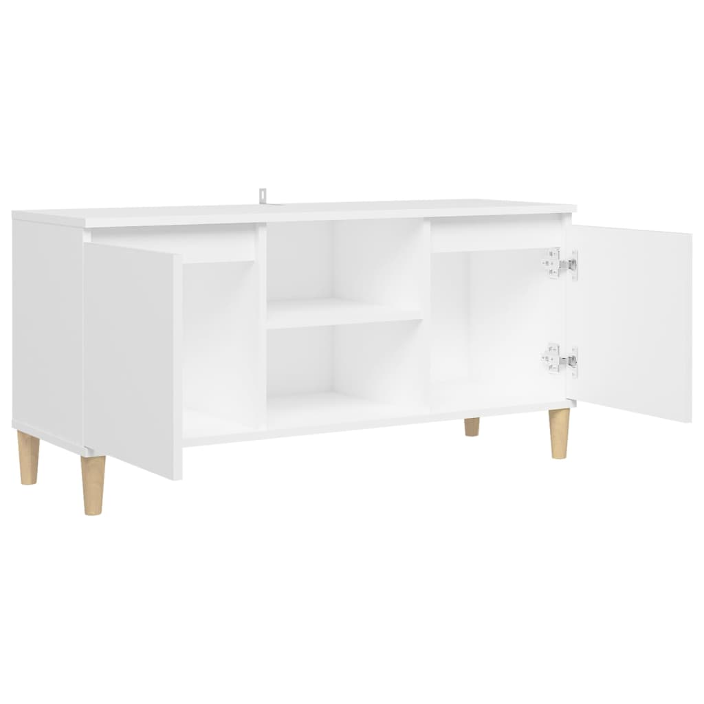Meuble TV avec pieds en bois massif Blanc 103,5x35x50 cm - XIOS