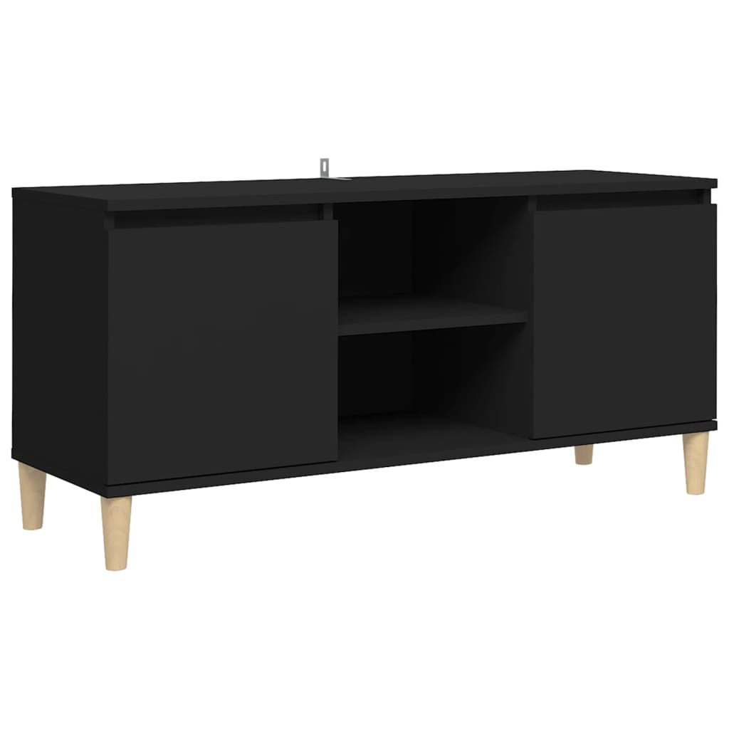 Meuble TV avec pieds en bois massif Noir 103,5x35x50 cm Meubles TV vidaXL   