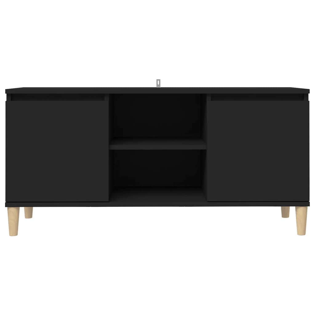 Meuble TV avec pieds en bois massif Noir 103,5x35x50 cm Meubles TV vidaXL   