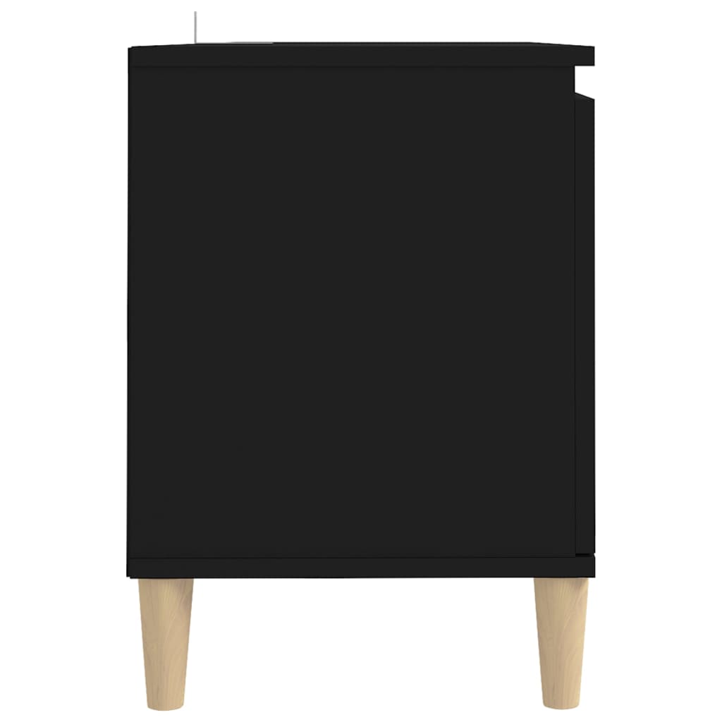Meuble TV avec pieds en bois massif Noir 103,5x35x50 cm Meubles TV vidaXL   