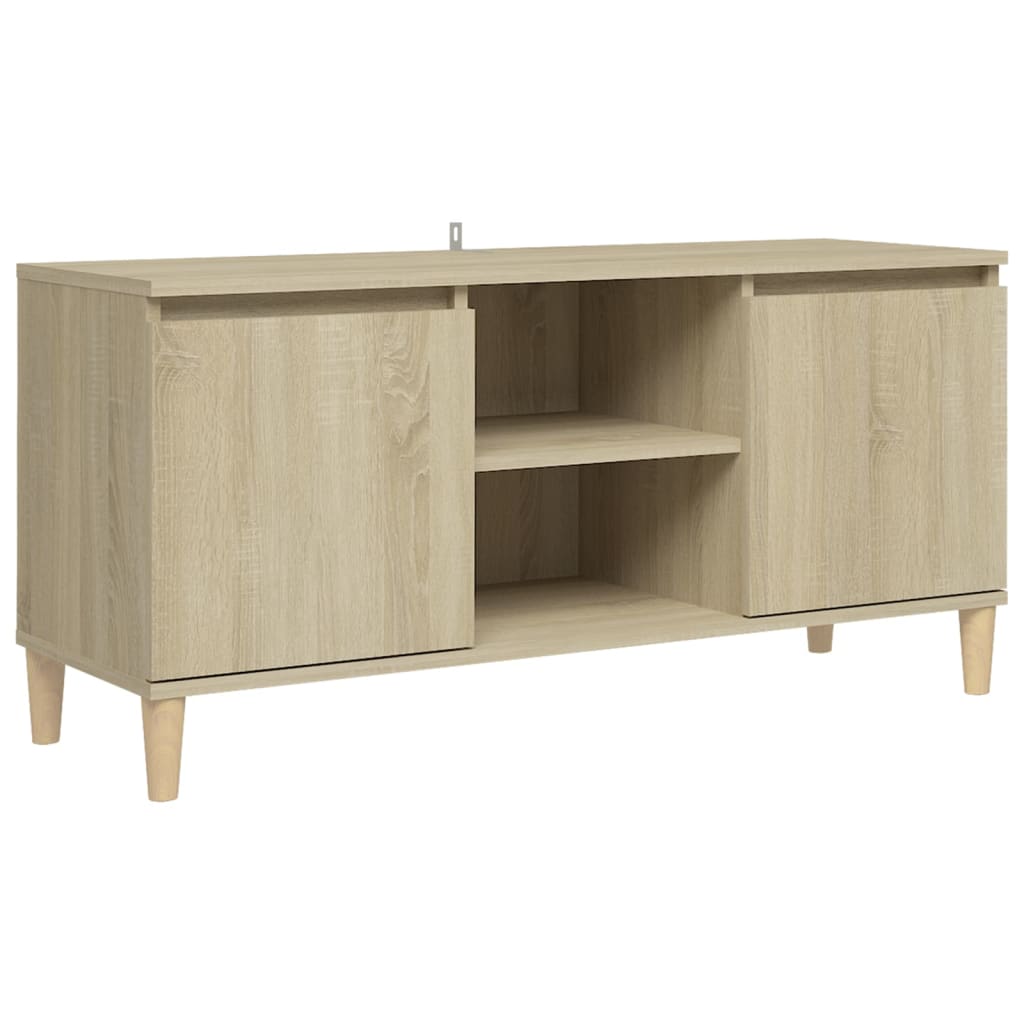 Meuble TV avec pieds en bois massif Chêne sonoma 103,5x35x50 cm - XIOS