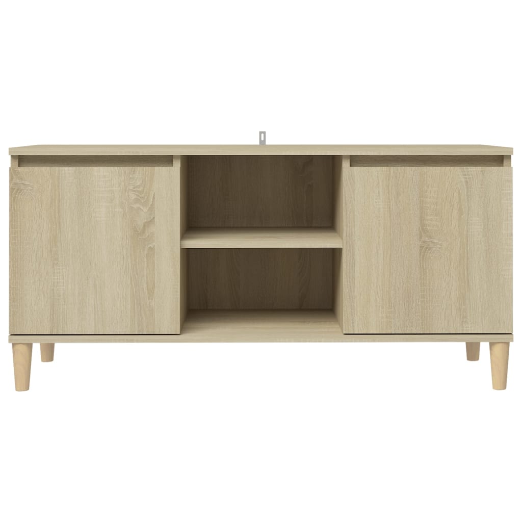 Meuble TV avec pieds en bois massif Chêne sonoma 103,5x35x50 cm - XIOS