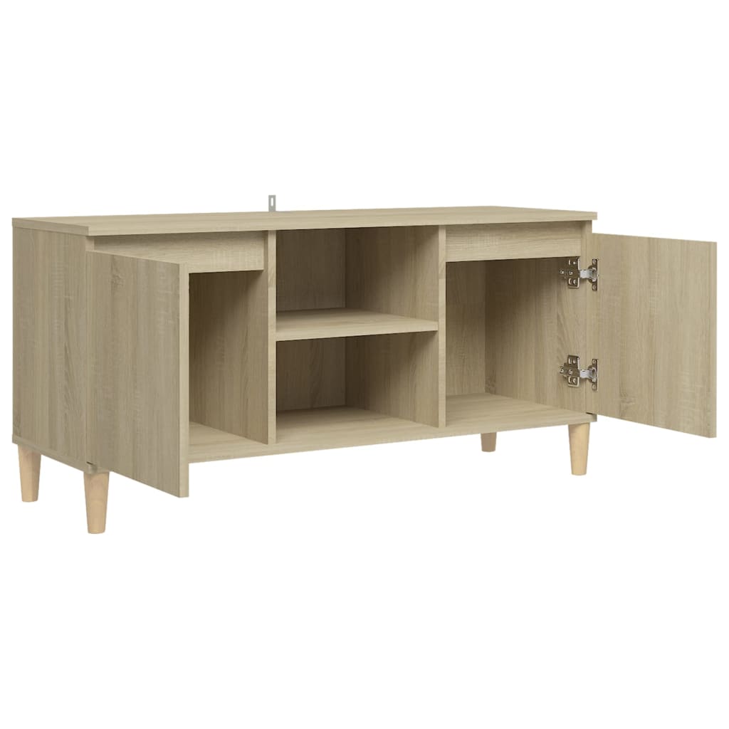 Meuble TV avec pieds en bois massif Chêne sonoma 103,5x35x50 cm - XIOS