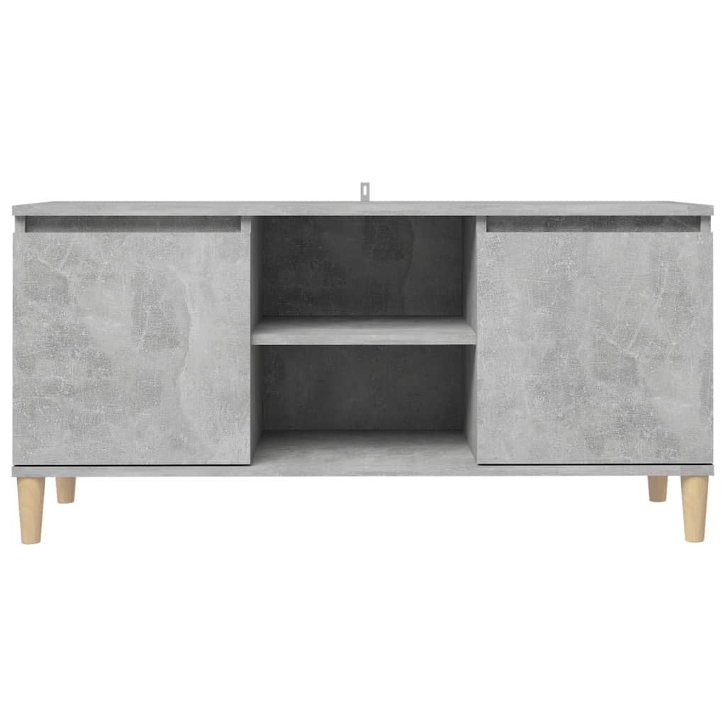 Meuble TV avec pieds en bois massif Gris béton 103,5x35x50 cm - XIOS
