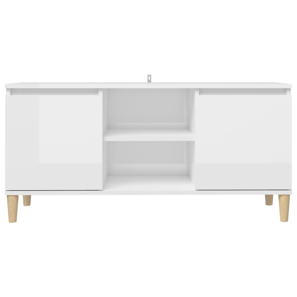 Meuble TV avec pieds en bois Blanc brillant 103,5x35x50 cm - XIOS