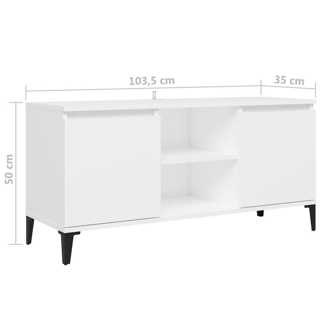 Meuble TV avec pieds en métal Blanc 103,5x35x50 cm - XIOS