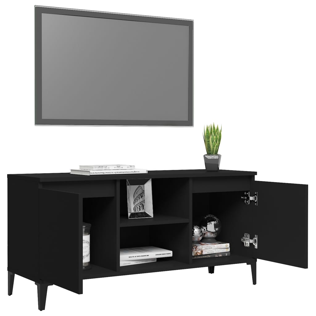Meuble TV avec pieds en métal Noir 103,5x35x50 cm Meubles TV vidaXL   