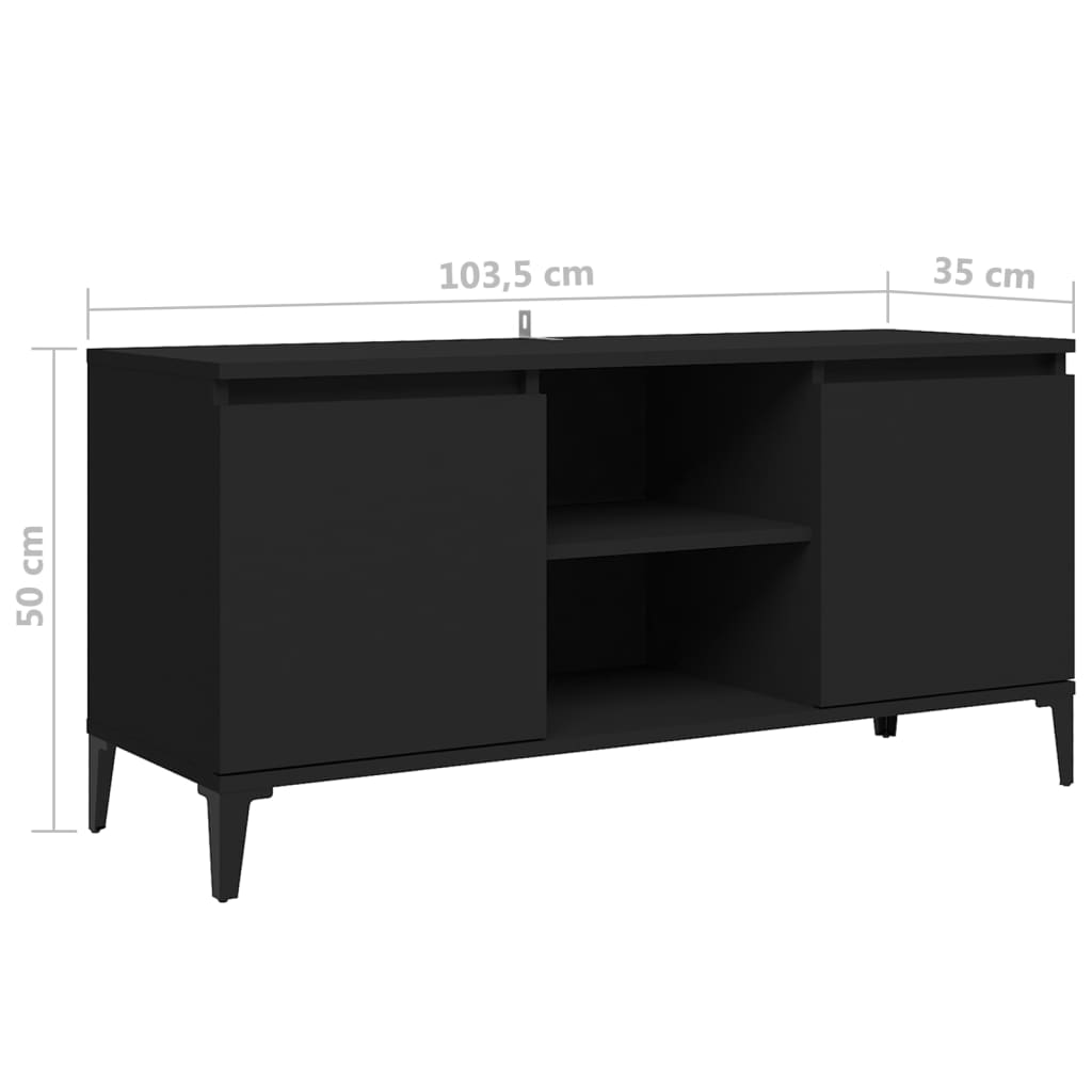 Meuble TV avec pieds en métal Noir 103,5x35x50 cm Meubles TV vidaXL   