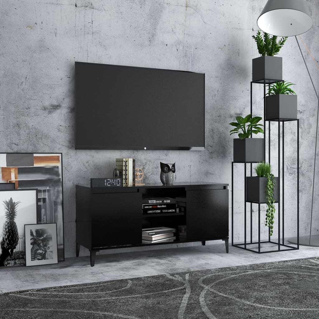 Meuble TV avec pieds en métal Noir 103,5x35x50 cm Meubles TV vidaXL   