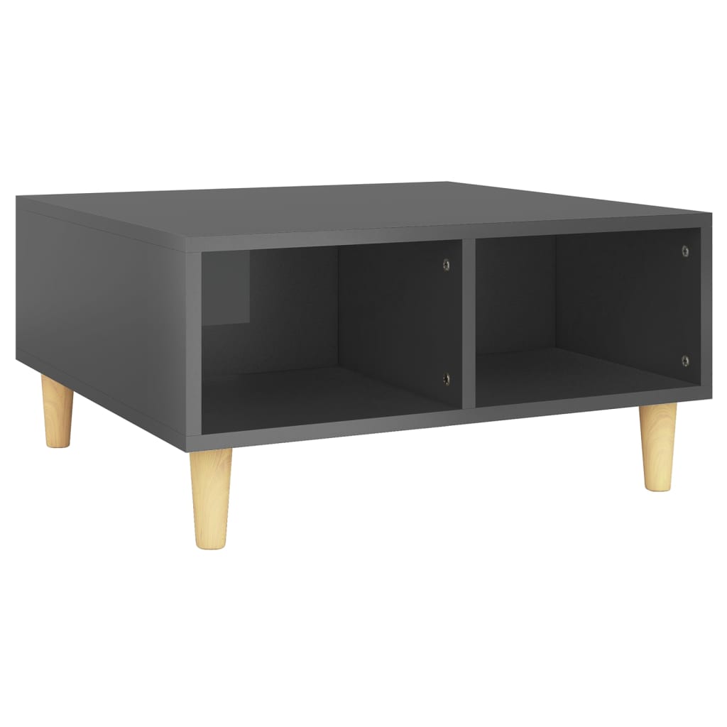 Table basse gris brillant 60x60x30 cm bois d'ingénierie - XIOS