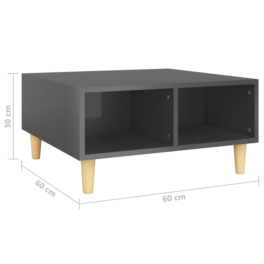 Table basse gris brillant 60x60x30 cm bois d'ingénierie - XIOS