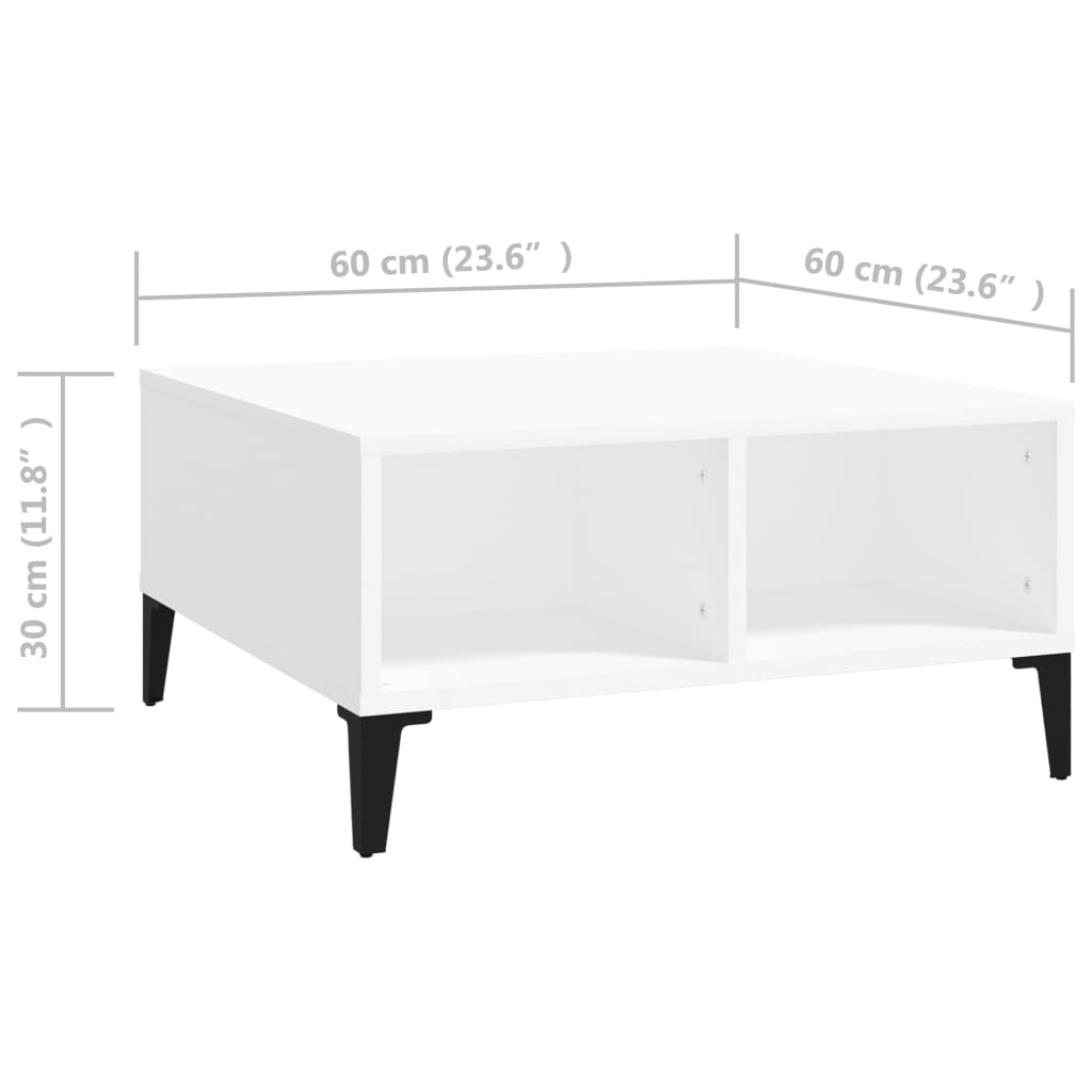 Table basse blanc 60x60x30 cm bois d'ingénierie - XIOS
