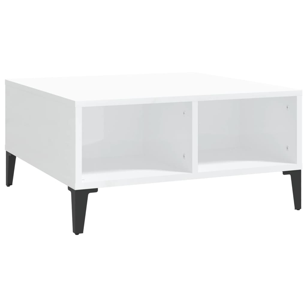 Table basse blanc brillant 60x60x30 cm bois d'ingénierie - XIOS