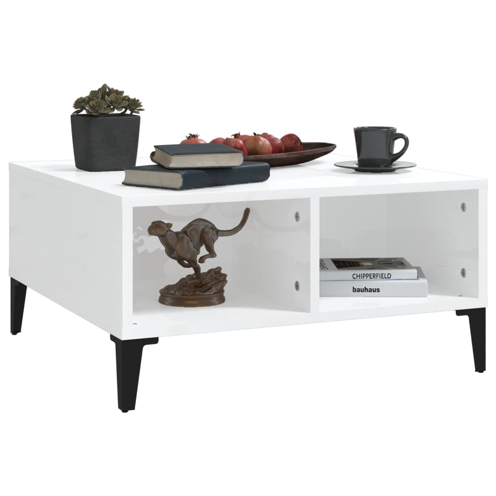 Table basse blanc brillant 60x60x30 cm bois d'ingénierie - XIOS