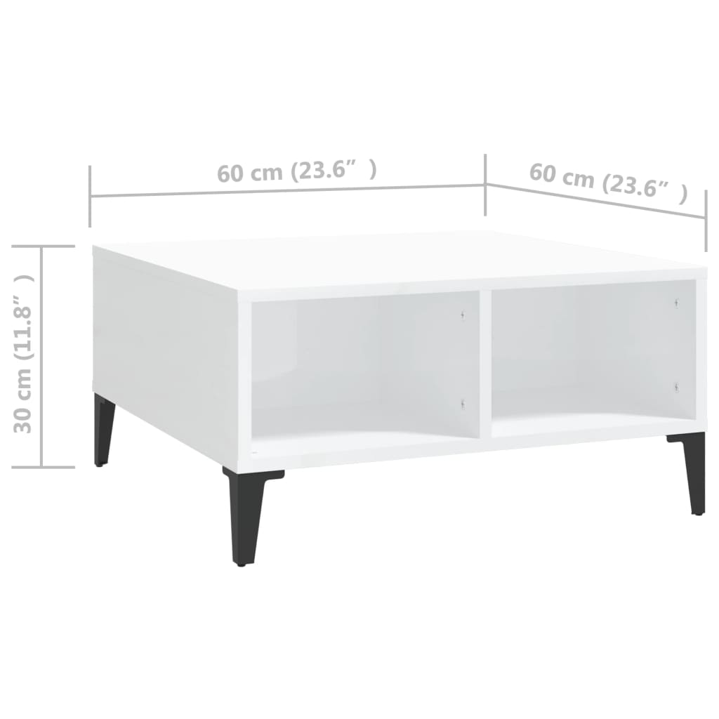 Table basse blanc brillant 60x60x30 cm bois d'ingénierie - XIOS