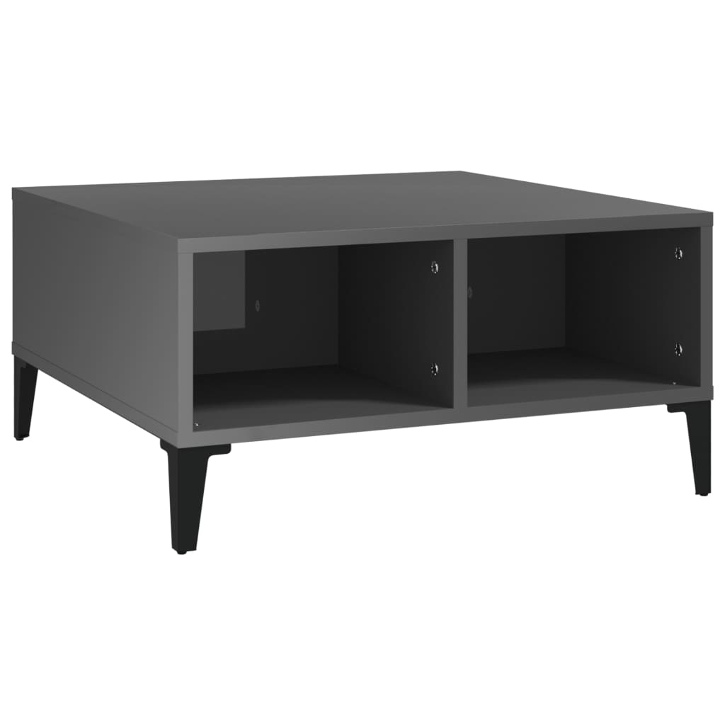 Table basse gris brillant 60x60x30 cm bois d'ingénierie - XIOS