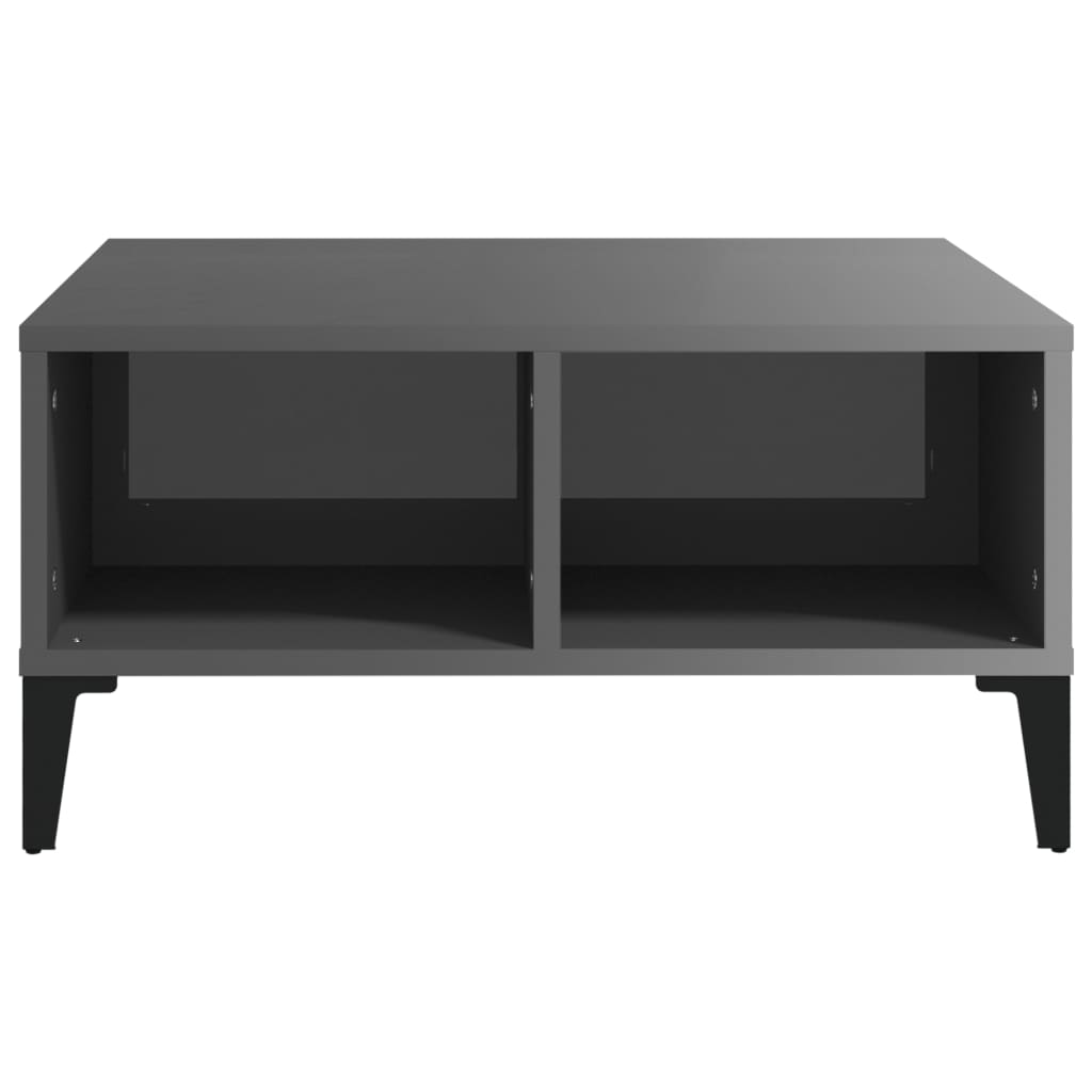 Table basse gris brillant 60x60x30 cm bois d'ingénierie - XIOS