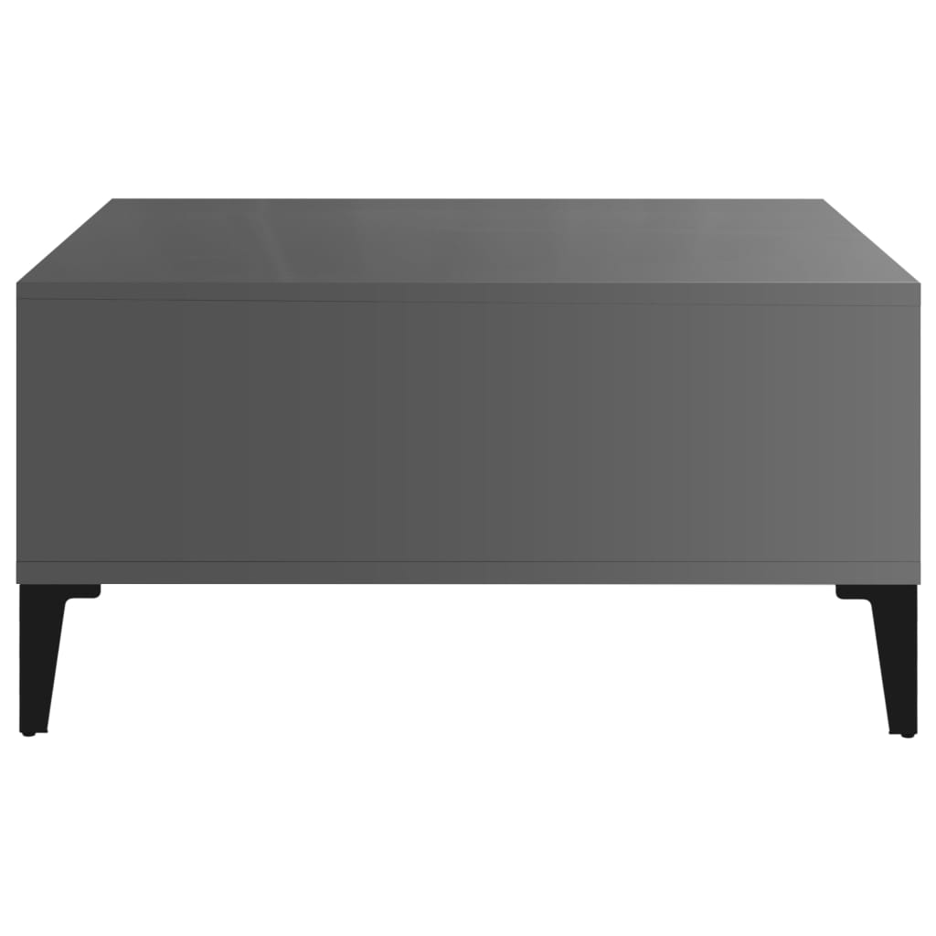 Table basse gris brillant 60x60x30 cm bois d'ingénierie - XIOS