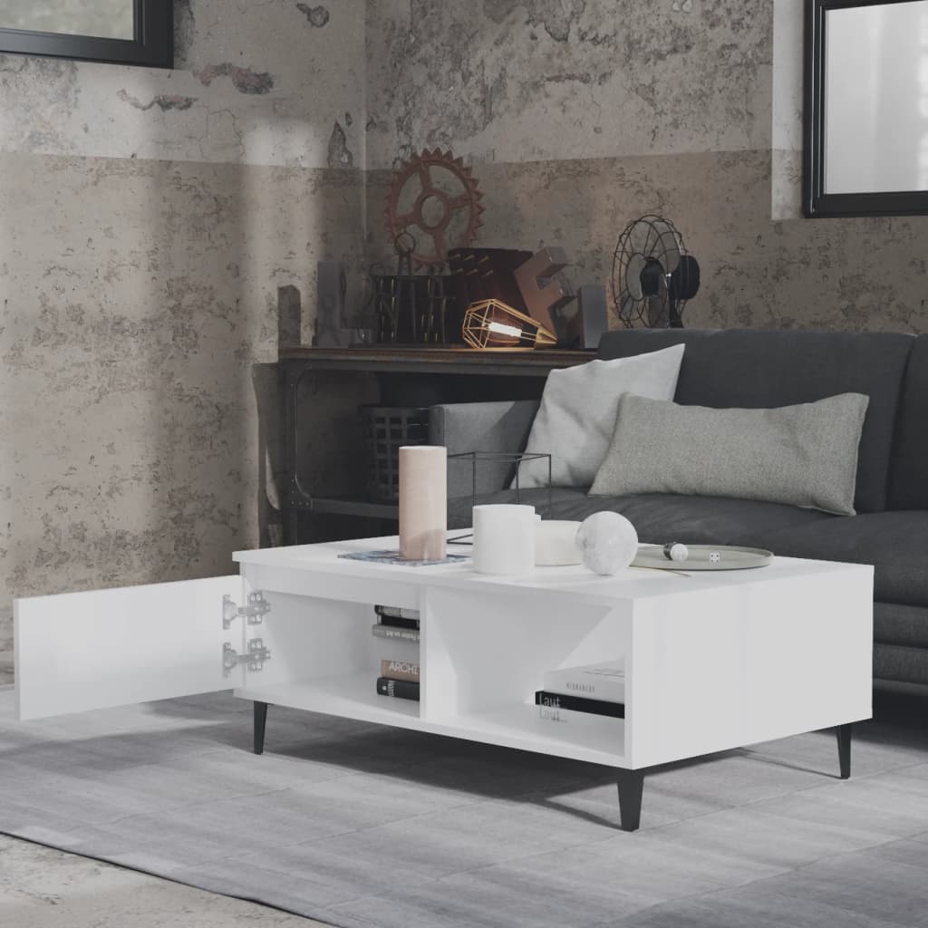 Table basse blanc 90x60x35 cm bois d'ingénierie - XIOS