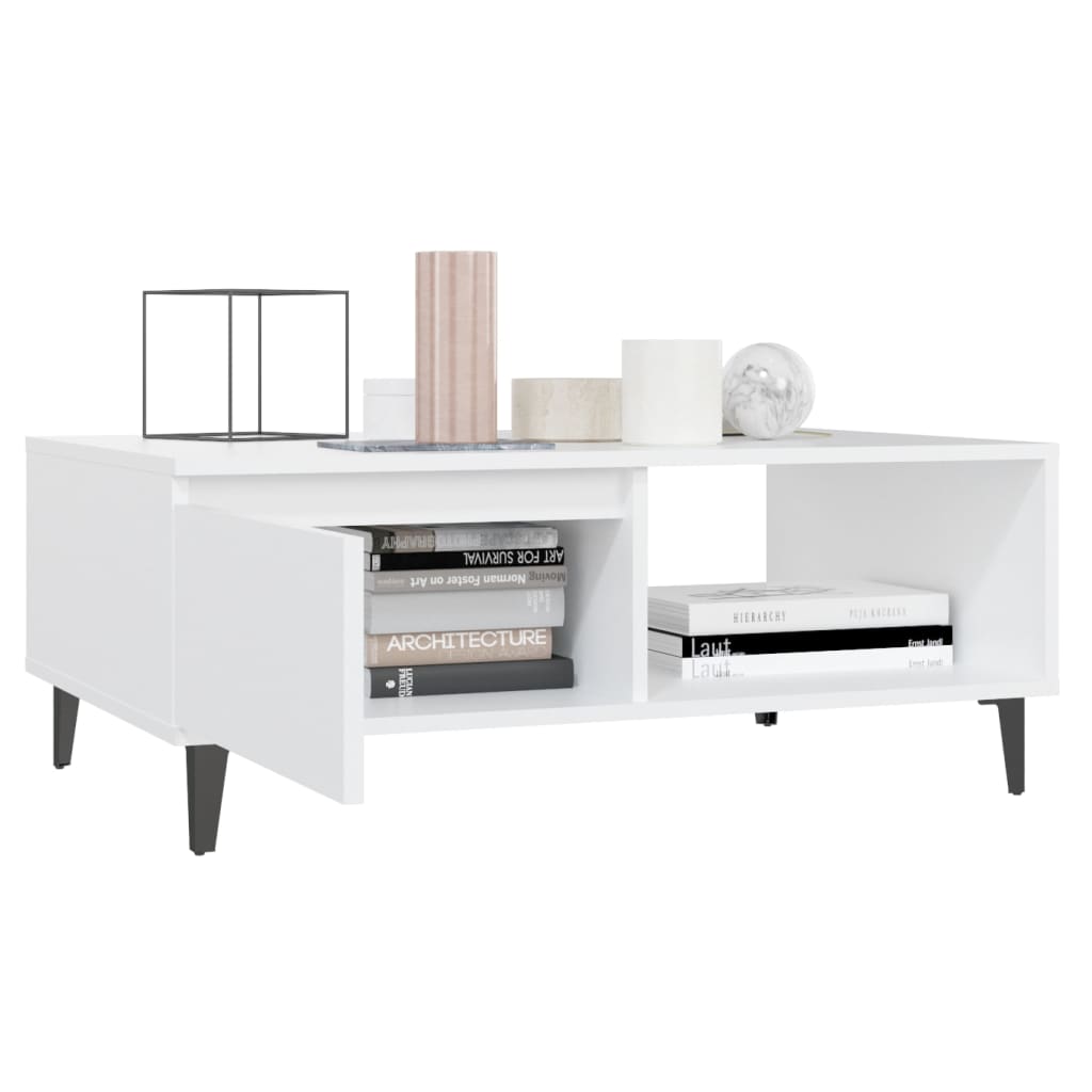 Table basse blanc 90x60x35 cm bois d'ingénierie - XIOS