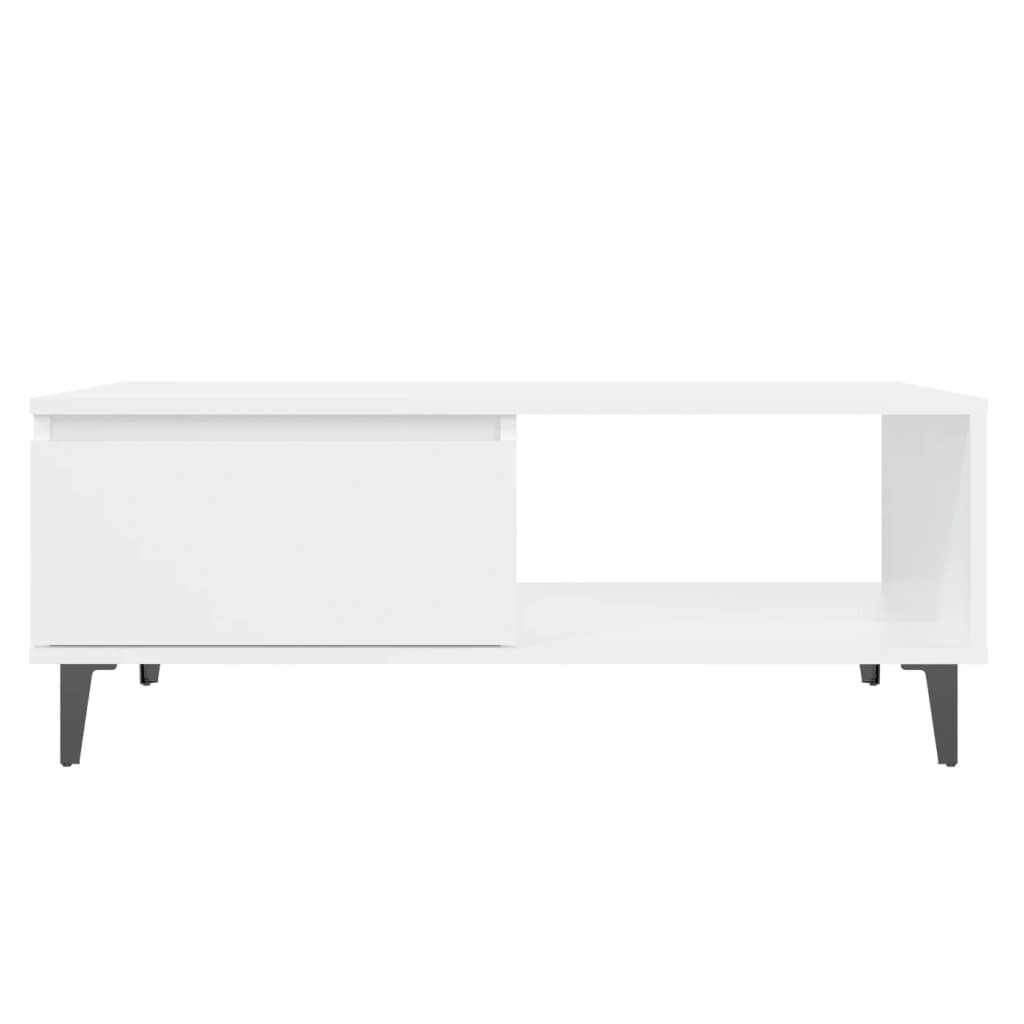 Table basse blanc 90x60x35 cm bois d'ingénierie - XIOS