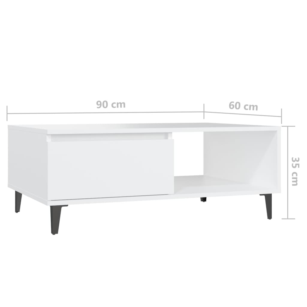 Table basse blanc 90x60x35 cm bois d'ingénierie - XIOS
