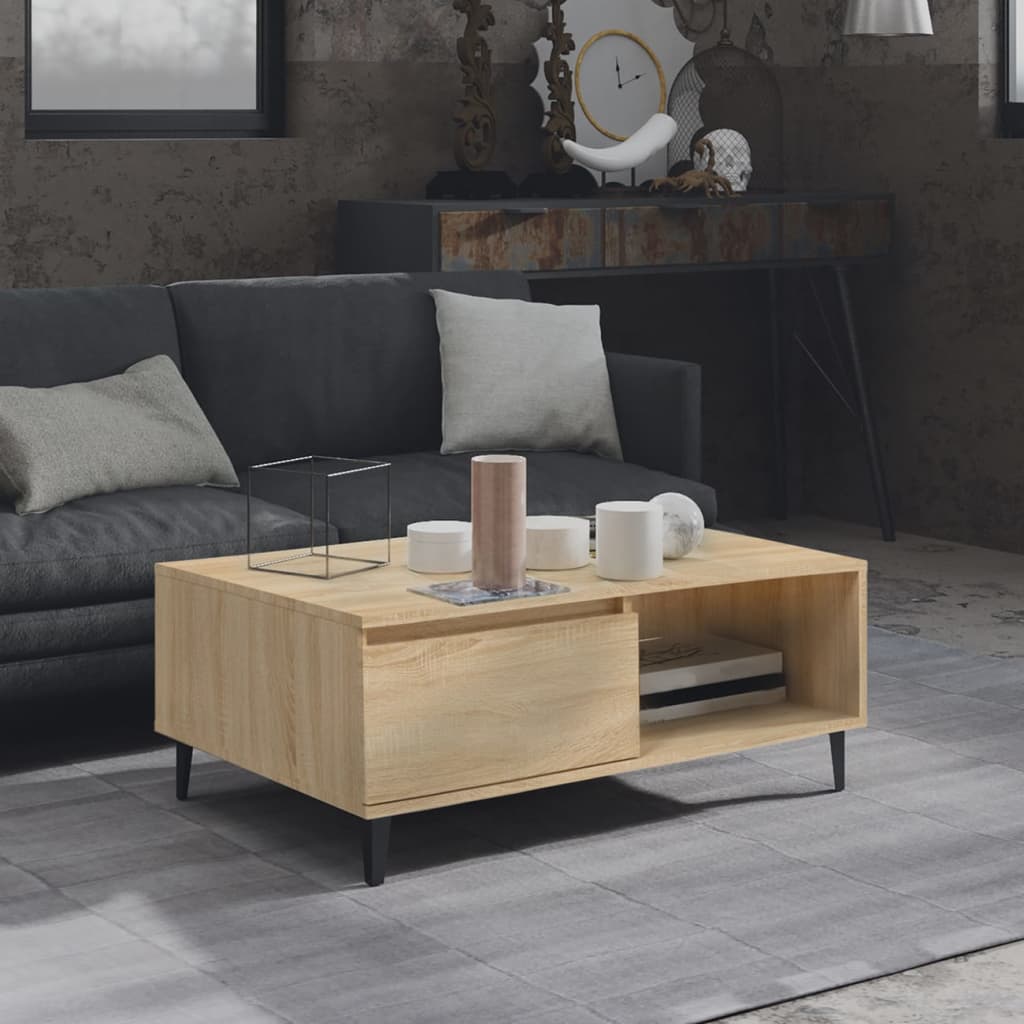 Table basse chêne sonoma 90x60x35 cm bois d'ingénierie - XIOS