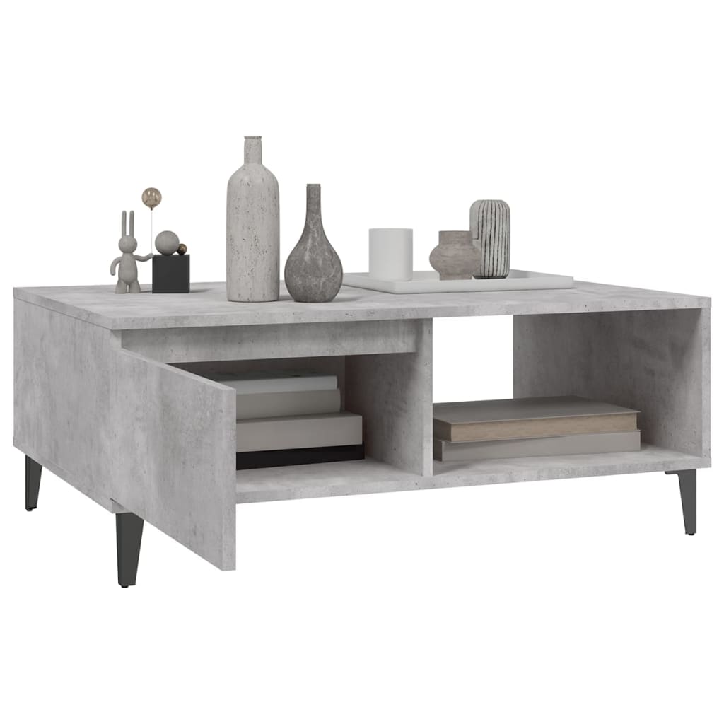 Table basse gris béton 90x60x35 cm bois d'ingénierie - XIOS