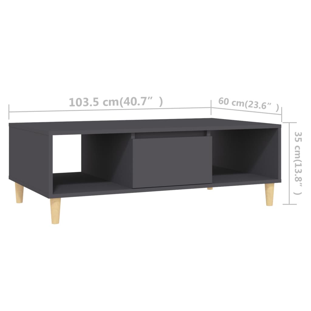 Table basse gris 103,5x60x35 cm bois d'ingénierie - XIOS