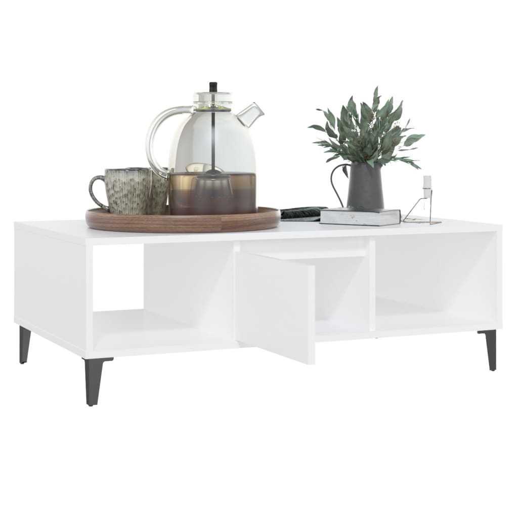 Table basse blanc 103,5x60x35 cm bois d'ingénierie