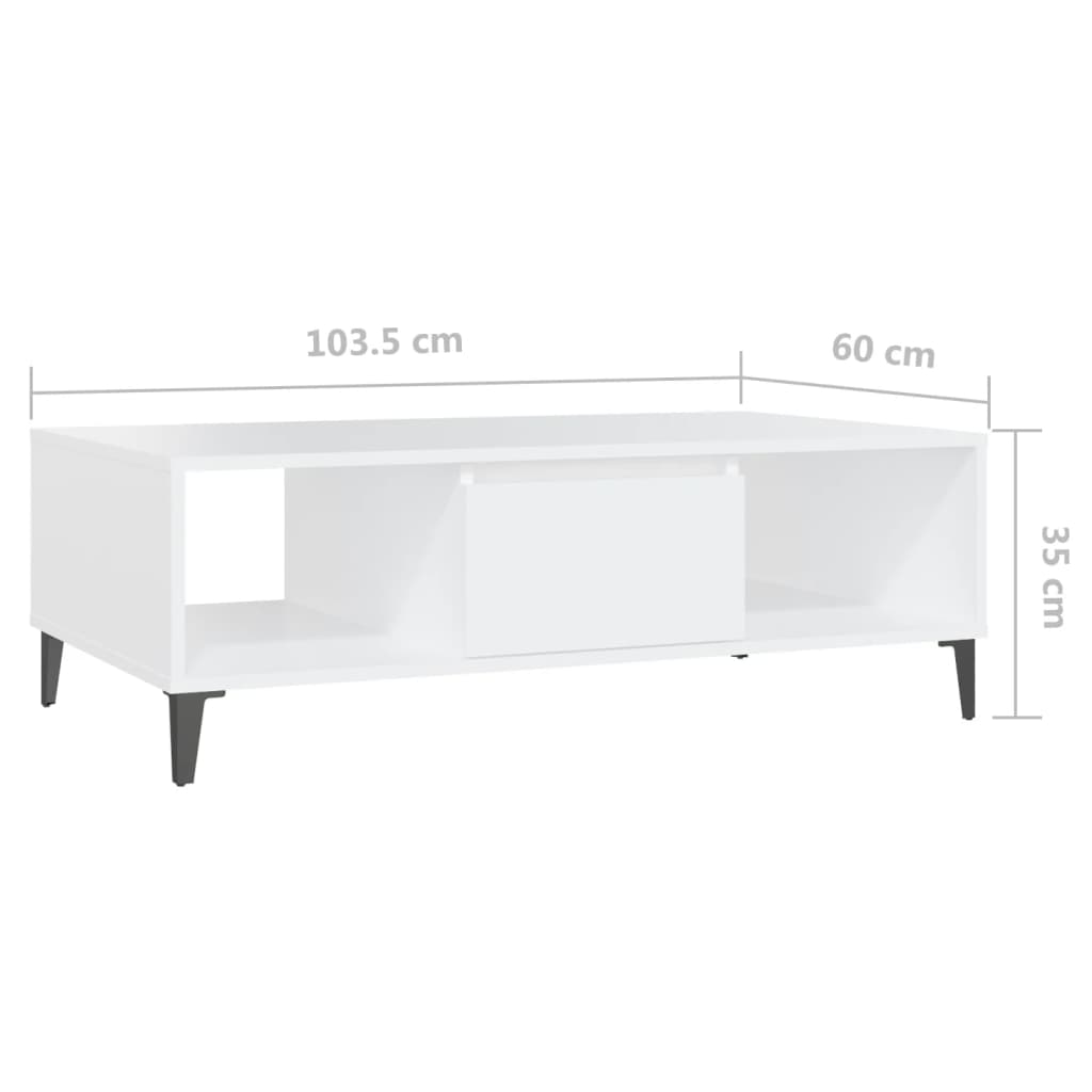 Table basse blanc 103,5x60x35 cm bois d'ingénierie