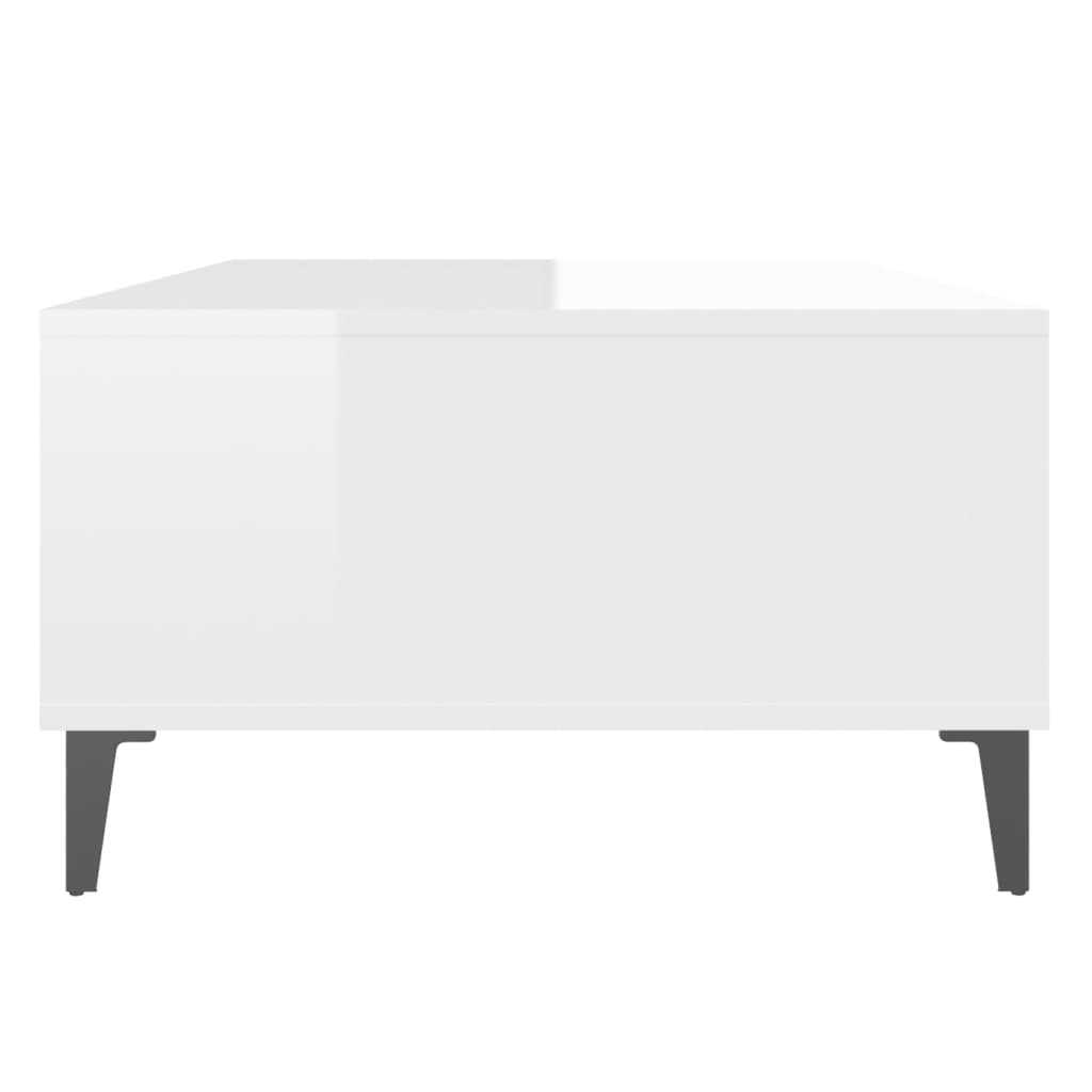 Table basse blanc brillant 103,5x60x35 cm bois d'ingénierie - XIOS