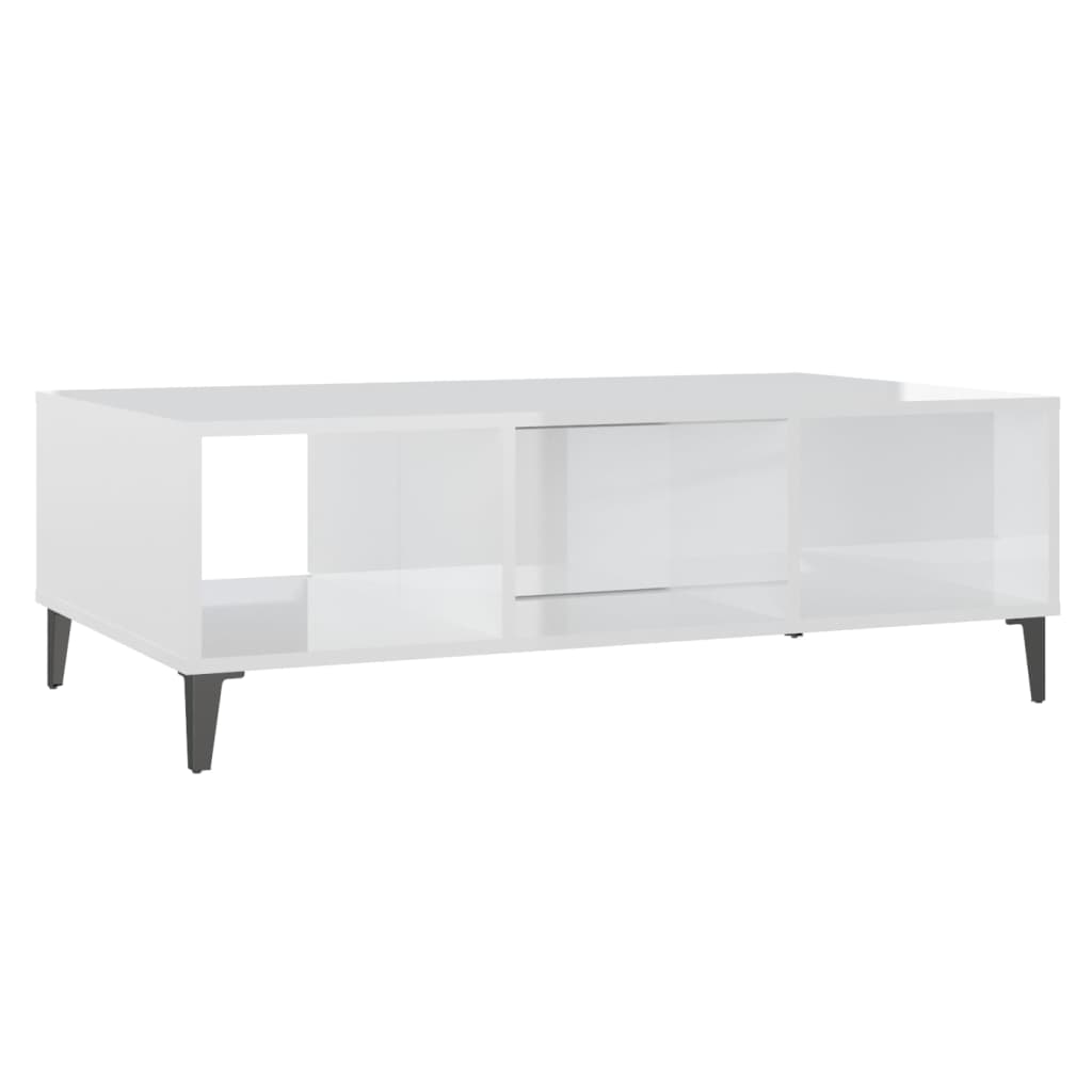 Table basse blanc brillant 103,5x60x35 cm bois d'ingénierie - XIOS
