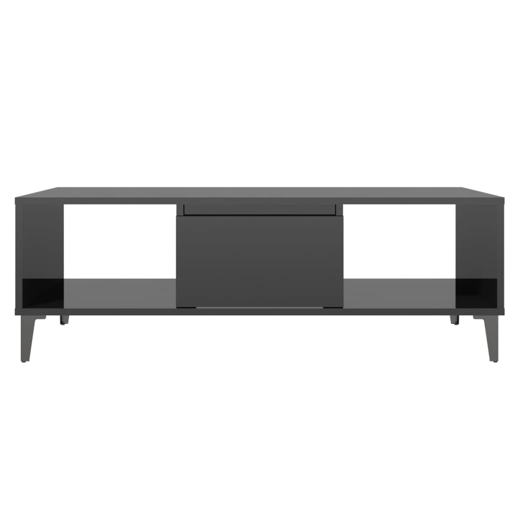 Table basse noir brillant 103,5x60x35 cm bois d'ingénierie - XIOS